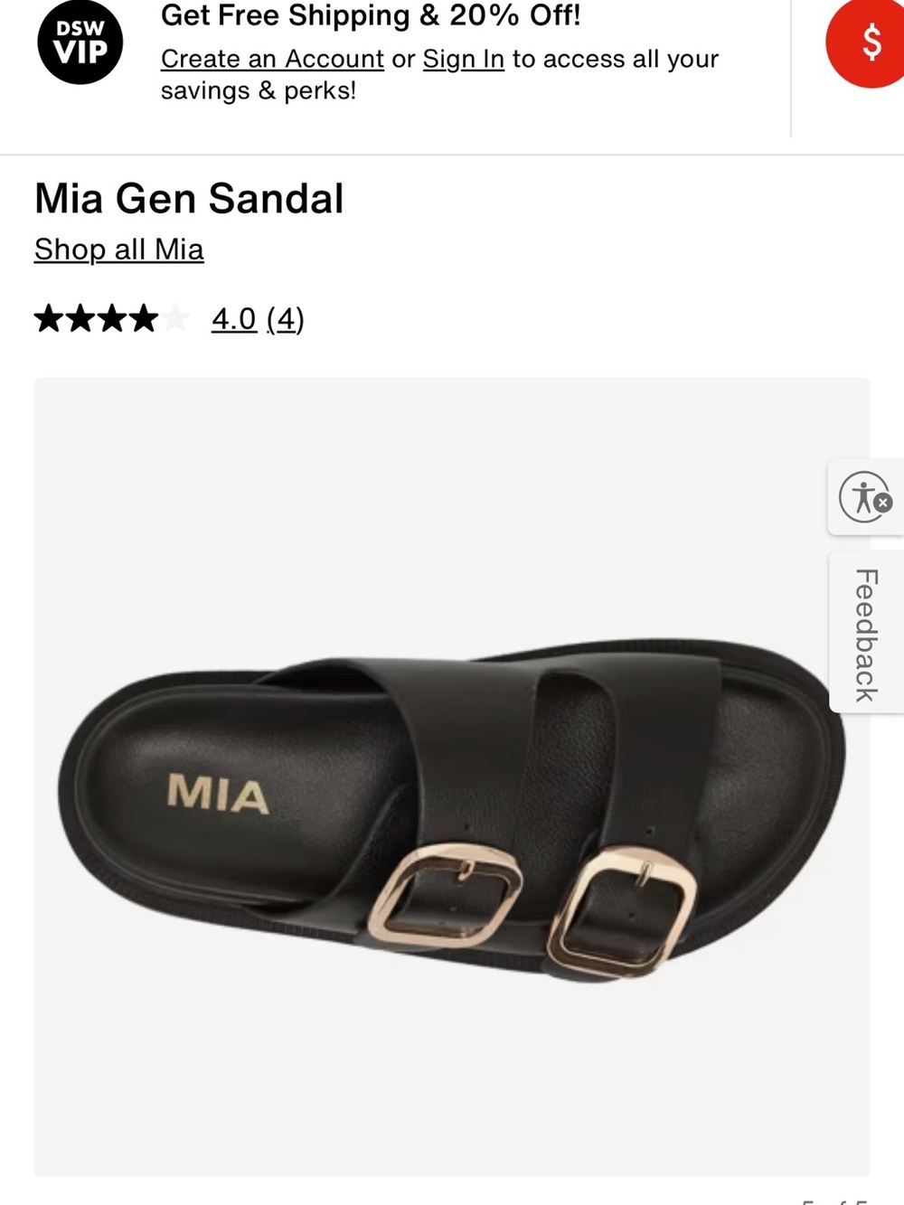 MIA Black Sandal with Gold Buckles